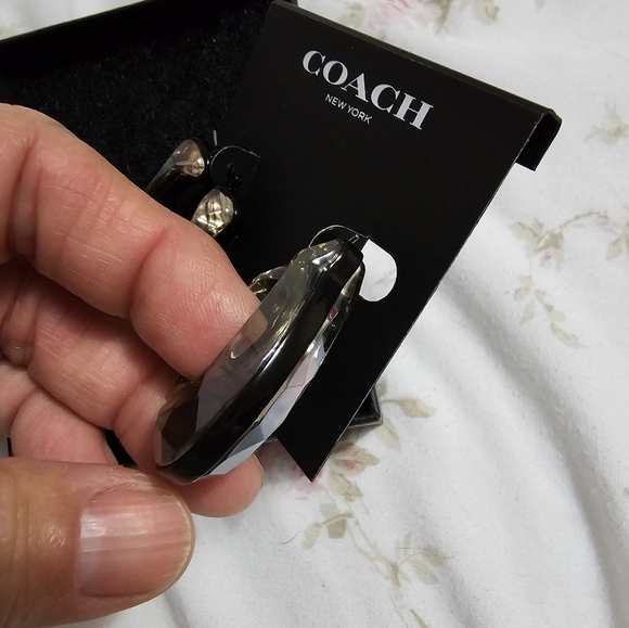Coach Acrylic Faceted "C" Logo Hoop Earrings - Picture 5 of 8